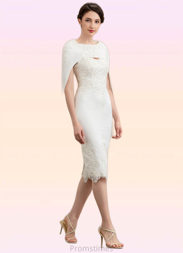 Lesly Sheath/Column Sweetheart Knee-Length Lace Stretch Crepe Mother of the Bride Dress With Beading XXB126P0014973