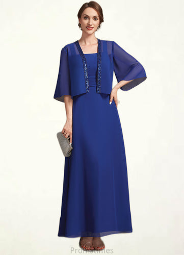 Sidney A-Line Square Neckline Ankle-Length Chiffon Mother of the Bride Dress With Ruffle XXB126P0014982