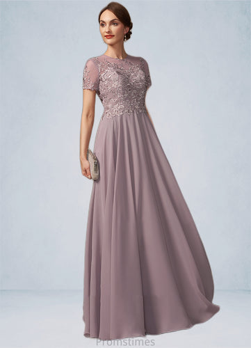 Aspen A-Line Scoop Neck Floor-Length Chiffon Lace Mother of the Bride Dress With Beading Sequins XXB126P0014987