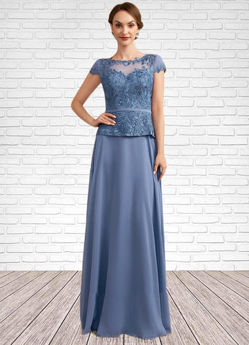 Tabitha A-Line Scoop Neck Floor-Length Chiffon Lace Mother of the Bride Dress XXB126P0014989