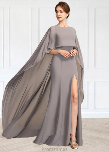 Dylan Sheath/Column Scoop Neck Sweep Train Chiffon Mother of the Bride Dress With Split Front XXB126P0015000