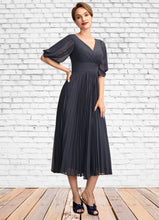 Load image into Gallery viewer, Gracelyn A-Line V-neck Tea-Length Chiffon Mother of the Bride Dress With Pleated XXB126P0015012
