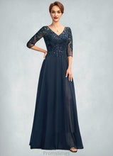 Load image into Gallery viewer, Isabela A-Line V-neck Floor-Length Chiffon Lace Mother of the Bride Dress With Sequins Split Front XXB126P0015014