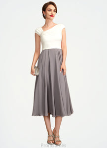 Maeve A-Line V-neck Tea-Length Chiffon Mother of the Bride Dress With Ruffle Beading Sequins XXB126P0015016