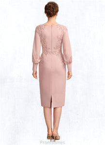 Cara Sheath/Column Scoop Neck Knee-Length Chiffon Lace Mother of the Bride Dress With Beading Sequins XXB126P0015020