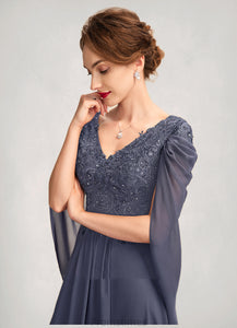 Ciara A-Line V-neck Floor-Length Chiffon Lace Mother of the Bride Dress With Beading Sequins XXB126P0015022