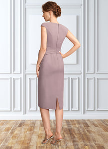 Kennedy Sheath/Column Scoop Neck Knee-Length Chiffon Mother of the Bride Dress With Ruffle Sequins XXB126P0015023