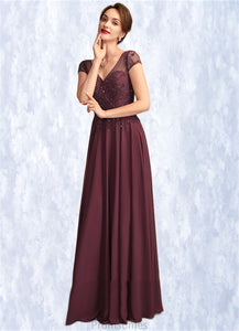 Julianna A-Line V-neck Floor-Length Chiffon Mother of the Bride Dress With Beading Sequins XXB126P0015028