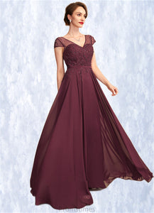 Julianna A-Line V-neck Floor-Length Chiffon Mother of the Bride Dress With Beading Sequins XXB126P0015028