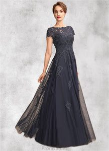 Hillary A-Line Scoop Neck Floor-Length Tulle Lace Mother of the Bride Dress With Beading XXB126P0015029