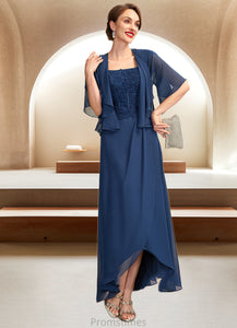 Zara A-Line Square Neckline Asymmetrical Chiffon Lace Mother of the Bride Dress XXB126P0015034