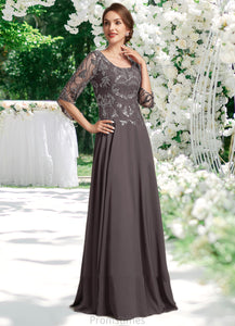 Nyasia A-Line Scoop Neck Floor-Length Chiffon Lace Mother of the Bride Dress With Beading Sequins XXB126P0015036