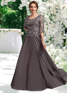 Nyasia A-Line Scoop Neck Floor-Length Chiffon Lace Mother of the Bride Dress With Beading Sequins XXB126P0015036
