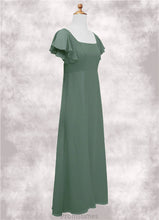 Load image into Gallery viewer, Shyla A-Line Bow Chiffon Floor-Length Junior Bridesmaid Dress Eucalyptus XXBP0022847