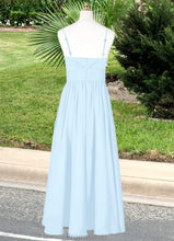 Load image into Gallery viewer, Fatima A-Line Ruched Chiffon Asymmetrical Junior Bridesmaid Dress Sky Blue XXBP0022848
