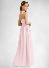Load image into Gallery viewer, Pat A-Line Pleated Chiffon Floor-Length Junior Bridesmaid Dress Blushing Pink XXBP0022849