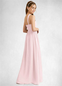 Pat A-Line Pleated Chiffon Floor-Length Junior Bridesmaid Dress Blushing Pink XXBP0022849