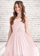 Load image into Gallery viewer, Sienna A-Line Floral Chiffon Floor-Length Junior Bridesmaid Dress Blushing Pink XXBP0022851