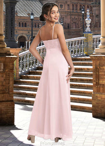Abbigail A-Line Lace Chiffon Floor-Length Junior Bridesmaid Dress Blushing Pink XXBP0022853