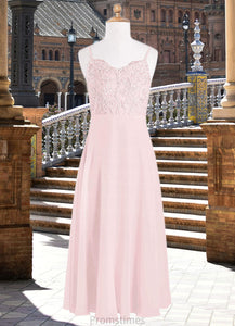 Abbigail A-Line Lace Chiffon Floor-Length Junior Bridesmaid Dress Blushing Pink XXBP0022853