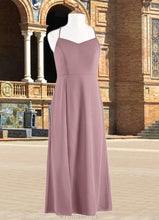 Load image into Gallery viewer, Karissa A-Line Chiffon Floor-Length Junior Bridesmaid Dress dusty rose XXBP0022856