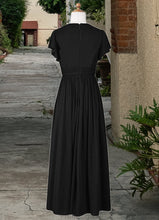 Load image into Gallery viewer, Anaya A-Line Ruched Mesh Floor-Length Junior Bridesmaid Dress black XXBP0022857