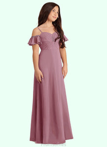 Daniela A-Line Off the Shoulder Chiffon Floor-Length Junior Bridesmaid Dress Vintage Mauve XXBP0022859