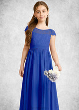 Load image into Gallery viewer, Saniya A-Line Pleated Chiffon Floor-Length Junior Bridesmaid Dress Royal Blue XXBP0022863