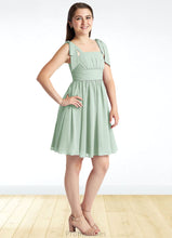 Load image into Gallery viewer, Thelma A-Line Pleated Chiffon Mini Junior Bridesmaid Dress Agave XXBP0022864