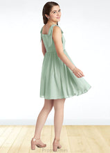 Load image into Gallery viewer, Thelma A-Line Pleated Chiffon Mini Junior Bridesmaid Dress Agave XXBP0022864