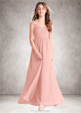 Load image into Gallery viewer, Karley A-Line Pleated Chiffon Floor-Length Junior Bridesmaid Dress Rosette XXBP0022868