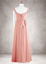 Load image into Gallery viewer, Karley A-Line Pleated Chiffon Floor-Length Junior Bridesmaid Dress Rosette XXBP0022868
