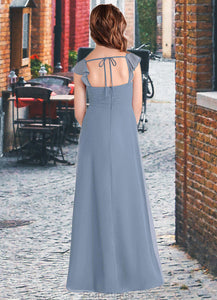 Kimberly A-Line Sweetheart Neckline Chiffon Floor-Length Junior Bridesmaid Dress dusty blue XXBP0022869