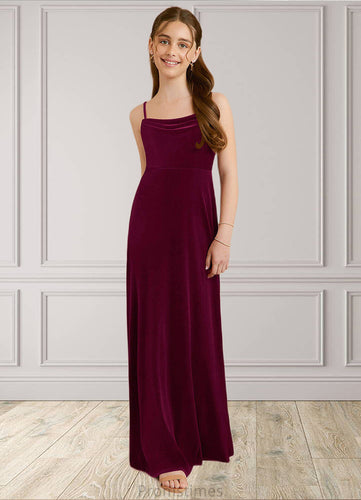 Laila A-Line Velvet Floor-Length Junior Bridesmaid Dress Cabernet XXBP0022870