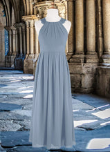 Load image into Gallery viewer, Novia A-Line Lace Chiffon Floor-Length Junior Bridesmaid Dress dusty blue XXBP0022871