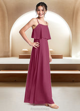 Load image into Gallery viewer, Adrianna A-Line Ruched Chiffon Floor-Length Junior Bridesmaid Dress Mulberry XXBP0022874