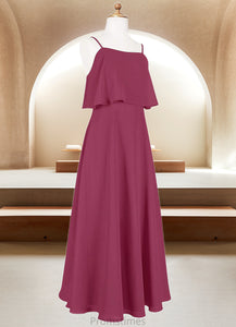 Adrianna A-Line Ruched Chiffon Floor-Length Junior Bridesmaid Dress Mulberry XXBP0022874