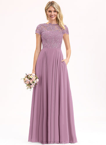 Lace Scoop Floor-Length Prom Dresses Chiffon A-Line Whitney