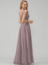 Load image into Gallery viewer, Flower(s) Sequins Feather Prom Dresses A-Line With Floor-Length Eleanor Chiffon Beading V-neck