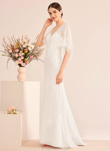 Train Lace Wedding Wedding Dresses V-neck Sash Trumpet/Mermaid Thalia Dress With Court Chiffon