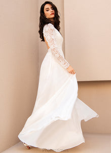 A-Line Chiffon Dress Nathalia Wedding Dresses Floor-Length Wedding V-neck Lace