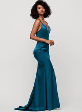 Load image into Gallery viewer, Prom Dresses Trumpet/Mermaid V-neck Charmeuse Sweep Maggie Train
