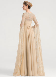 A-Line Esmeralda Square Lace Wedding Dresses Beading Wedding Pleated Dress Floor-Length Chiffon With