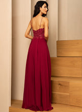 Load image into Gallery viewer, A-Line With Lace Floor-Length Sequins V-neck Chiffon Khloe Prom Dresses
