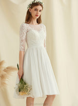 Load image into Gallery viewer, A-Line With Wedding Dresses Wedding Scoop Dress Chiffon Sequins Abby Lace Knee-Length