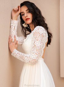 A-Line Chiffon Dress Nathalia Wedding Dresses Floor-Length Wedding V-neck Lace