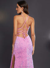 Load image into Gallery viewer, Adriana Sequined Prom Dresses Sweep Trumpet/Mermaid Square Train