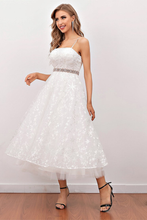 Load image into Gallery viewer, White Midi Homecoming Dresses Lace Viviana Prom Dress
