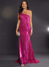 Load image into Gallery viewer, Trumpet/Mermaid Sequined One-Shoulder Train Taniyah Prom Dresses Sweep