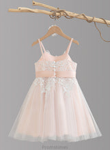 Load image into Gallery viewer, Knee-length A-Line Girl Neck Tulle Sleeveless With Kathryn Bow(s) Flower Girl Dresses Dress - Scalloped Flower